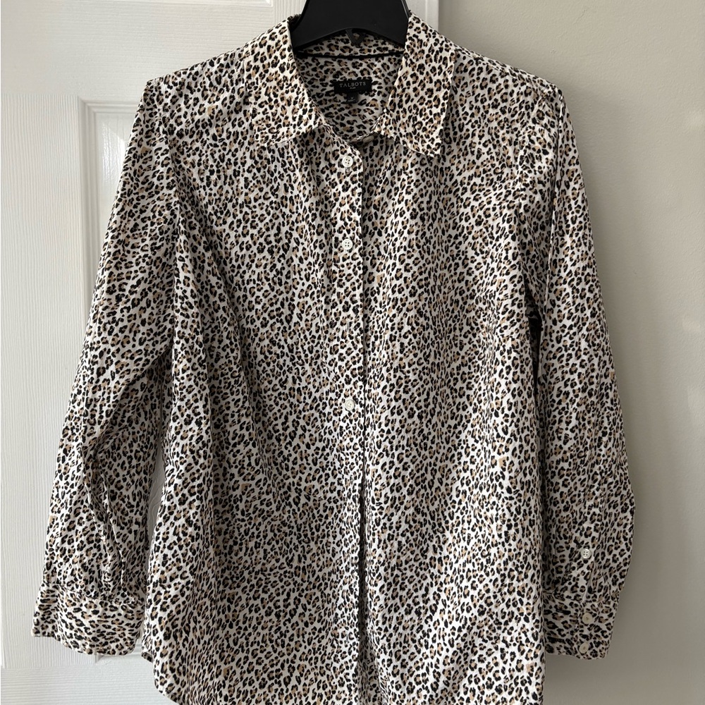 Talbots Leopard Print Button Down Shirt